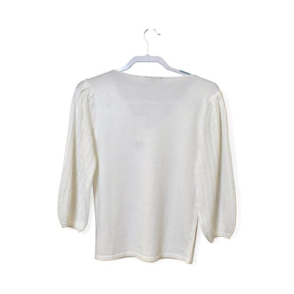 Tahari Viscose Blend V Neck Pullover Sweater Off White Size M - Picture 2 of 14